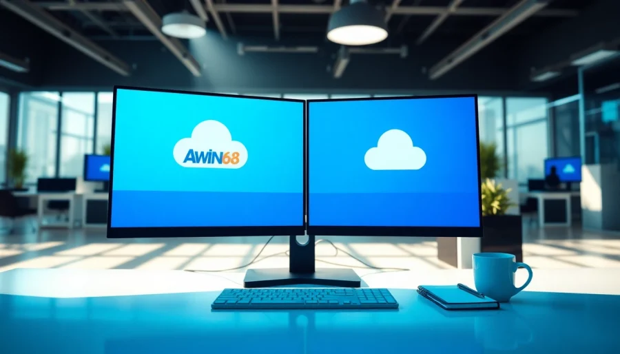 Explore https://awin68.cloud/ workspace, featuring modern elements and a vibrant digital setup.
